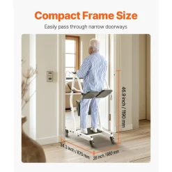 VEVOR Stand Assist Patient Lift, Easy Sit-to-Stand Transfer Chair for Seniors Disabled - with Adjustable Knee Pads, PU Seat Pad & Lockable Wheels, 400 lbs Strong Capacity for Home Nursing Care