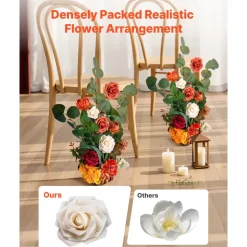 VEVOR Standing Artificial Flowers Arrangements 4 PCS, 17.5-Inch Tall Faux Flower Decorations for Wedding Aisle Runner Chair, Orange Floral Centerpieces for Ceremony Reception Party Outdoor Decor