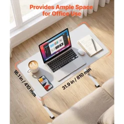 VEVOR Standing Desk, Adjustable Height Mobile Stand Up Desk with Lockable Casters, 32 x 16 in Small Computer Sit Stand Rolling Workstation with Hook, 55.1 lbs Desktop Capacity, for Home Office, White