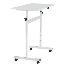 VEVOR Standing Desk, Adjustable Height Mobile Stand Up Desk with Lockable Casters, 32 x 16 in Small Computer Sit Stand Rolling Workstation with Hook, 55.1 lbs Desktop Capacity, for Home Office, White