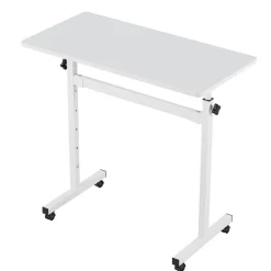 VEVOR Standing Desk, Adjustable Height Mobile Stand Up Desk with Lockable Casters, 32 x 16 in Small Computer Sit Stand Rolling Workstation with Hook, 55.1 lbs Desktop Capacity, for Home Office, White