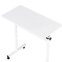 VEVOR Standing Desk, Adjustable Height Mobile Stand Up Desk with Lockable Casters, 32 x 16 in Small Computer Sit Stand Rolling Workstation with Hook, 55.1 lbs Desktop Capacity, for Home Office, White