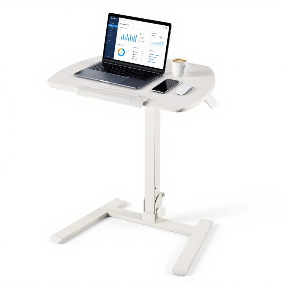VEVOR Standing Desk, Adjustable Height Mobile Stand Up Desk with Tilting Desktop, 25.6 x 19 in Small Computer Sit Stand Workstation, 33 lbs Capacity, Pneumatic Lift for Home Office, Fully Assembled