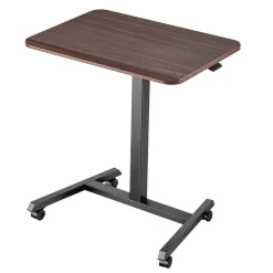 VEVOR Standing Desk, Adjustable Height Mobile Stand Up Desk with 4 Casters, 25.6 x 19 in Small Computer Sit Stand Rolling Workstation with Hook, 33 lbs Desktop Capacity, Ideal for Home Office, Brown
