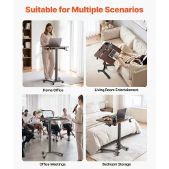 VEVOR Standing Desk, Adjustable Height Mobile Stand Up Desk with Tilting Desktop, 28.2 x 20.7 in Small Computer Sit Stand Workstation, 33 lbs Capacity, Foot Pedal Pneumatic Lift for Home, Office
