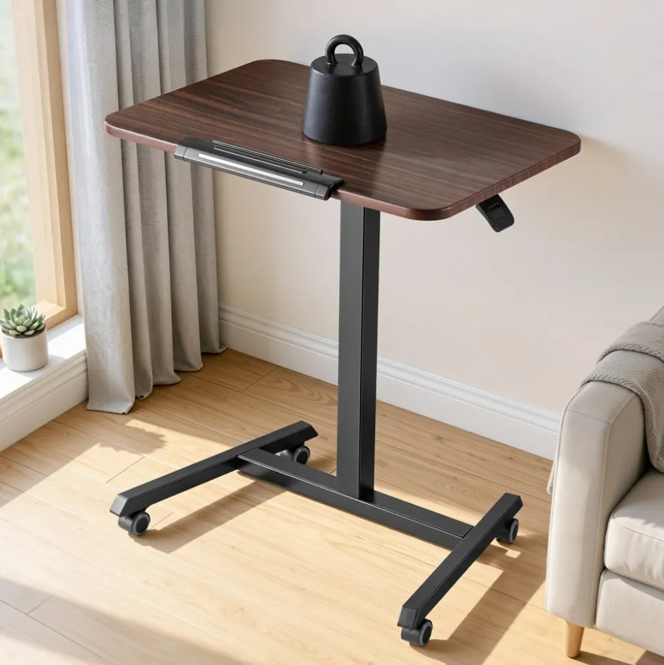 VEVOR Standing Desk, Adjustable Height Mobile Stand Up Desk with Tilting Desktop, 25.6 x 19 in Small Computer Sit Stand Rolling Workstation with 4 Casters, 33 lbs Capacity, Ideal for Home Office