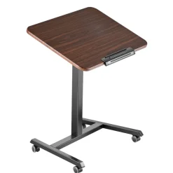 VEVOR Standing Desk, Adjustable Height Mobile Stand Up Desk with Tilting Desktop, 25.6 x 19 in Small Computer Sit Stand Rolling Workstation with 4 Casters, 33 lbs Capacity, Ideal for Home Office