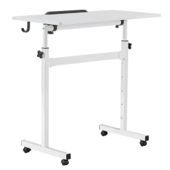 VEVOR Standing Desk, Adjustable Height Mobile Stand Up Desk 360° Tilting Desktop, 32 x 16 in Small Computer Sit Stand Rolling Workstation w/ Hook, Lockable Casters, 55.1 lbs Capacity for Home Office
