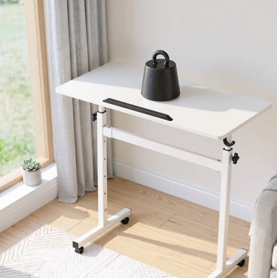 VEVOR Standing Desk, Adjustable Height Mobile Stand Up Desk 360° Tilting Desktop, 32 x 16 in Small Computer Sit Stand Rolling Workstation w/ Hook, Lockable Casters, 55.1 lbs Capacity for Home Office