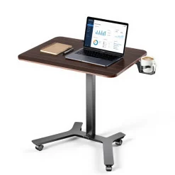 VEVOR Standing Desk, Adjustable Height Mobile Stand Up Desk w/ Casters, 28.2 x 20.5 in Small Computer Sit Stand Rolling Workstation w/ Hook, 33 lbs Capacity, Foot Pedal Pneumatic Lift for Home Office