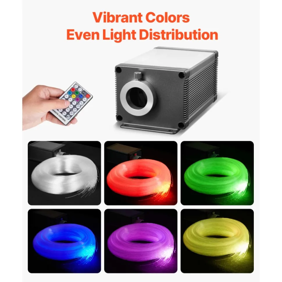 VEVOR Starlight Headliner Kit, 550 pcs 0.03 in 9.8 ft, 16W Twinkle Fiber Optic Star Ceiling Lights for Car, Bluetooth APP, Remote Control, Sound Activated, RGBW Light Engine, for Home Bed Room Decor