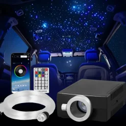 VEVOR Starlight Headliner Kit, 150 pcs 0.03 in 6.5 ft, 16W Fiber Optic Star Ceiling Lights for Car, Bluetooth APP, Remote Control, Sound Activated, RGBW Light Engine, for Home Bed Room Decoration