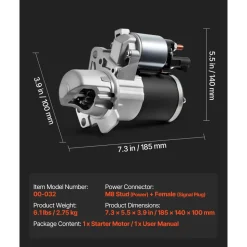VEVOR Starter 17986, Starter Motor Replacement Compatible with Buick 3.6L V6 06-08, Cadillac SRX 3.0L V6 10-11, Chevrolet 3.6L V6 09-17, GMC Pontiac Saturn Suzuki, OEM 12588493 M000T35871 31100-78J00