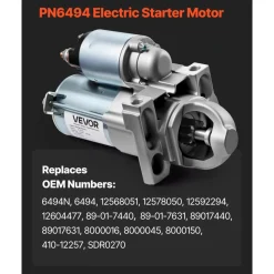 VEVOR Starter 6494, Starter Motor Replacement Compatible with Buick Rainier V8 5.3L 2004-2007, Cadillac Escalade V8 5.3L 2003-2005, Chevrolet GMC Isuzu Saab, OEM 12568051 89-01-7440 89017440 SDR0270