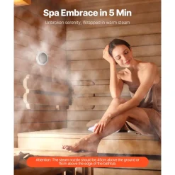 VEVOR Steam Generator, 9 kW Steam Shower System with Controller for Home Sauna Bath Spa, Commercial Auto Drain Kit with Overheat, Dry-Run & Overpressure Protection, 10 Min to 24h Efficient, Black