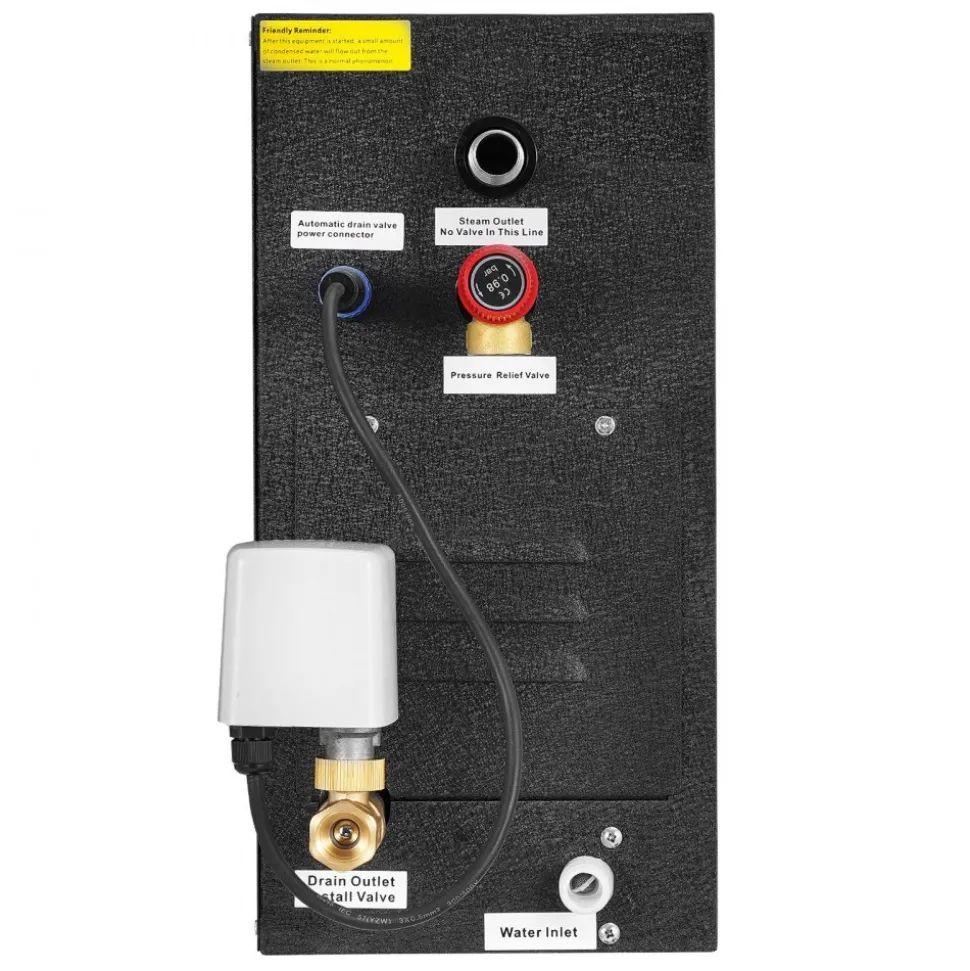VEVOR Steam Generator, 7.5 kW Steam Shower System with Controller for Home Sauna Bath Spa, Commercial Auto Drain Kit with Overheat, Dry-Run & Overpressure Protection, 10 Min to 24h Efficient, Black