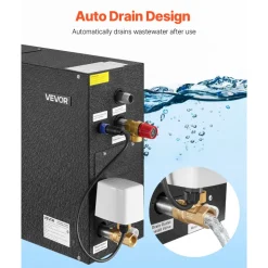 VEVOR Steam Generator, 6 kW Steam Shower System with Controller for Home Sauna Bath Spa, Commercial Auto Drain Kit with Overheat, Dry-Run & Overpressure Protection, 10 Min to 24h Efficient, Black