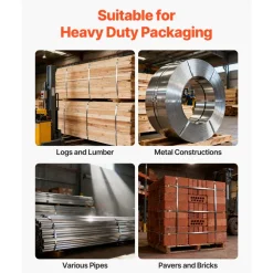 VEVOR Steel Banding Strapping Kit, Heavy Duty Banding Sealer Tool with 200 ft Binding Straps, 200 Metal Clasps, Manual Pallet Packaging Strapping Kit for Warehouse, Transportation, Industrial Bundling