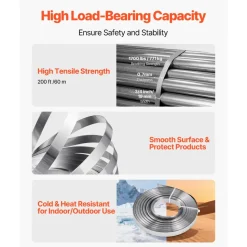 VEVOR Steel Banding Strapping Kit, Heavy Duty Banding Sealer Tool with 200 ft Binding Straps, 200 Metal Clasps, Manual Pallet Packaging Strapping Kit for Warehouse, Transportation, Industrial Bundling