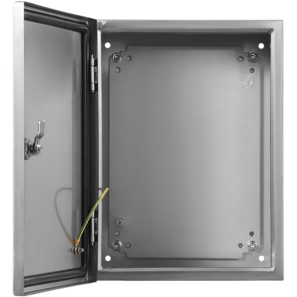 VEVOR Steel Electrical Box, 20"x 16"x 8", 304 Stainless Steel Electrical Enclosure Box, Wall-Mounted Outdoor Electrical Electronic Equipment Enclosure with Mounting Plate Hinges Lock, IP66 Waterproof