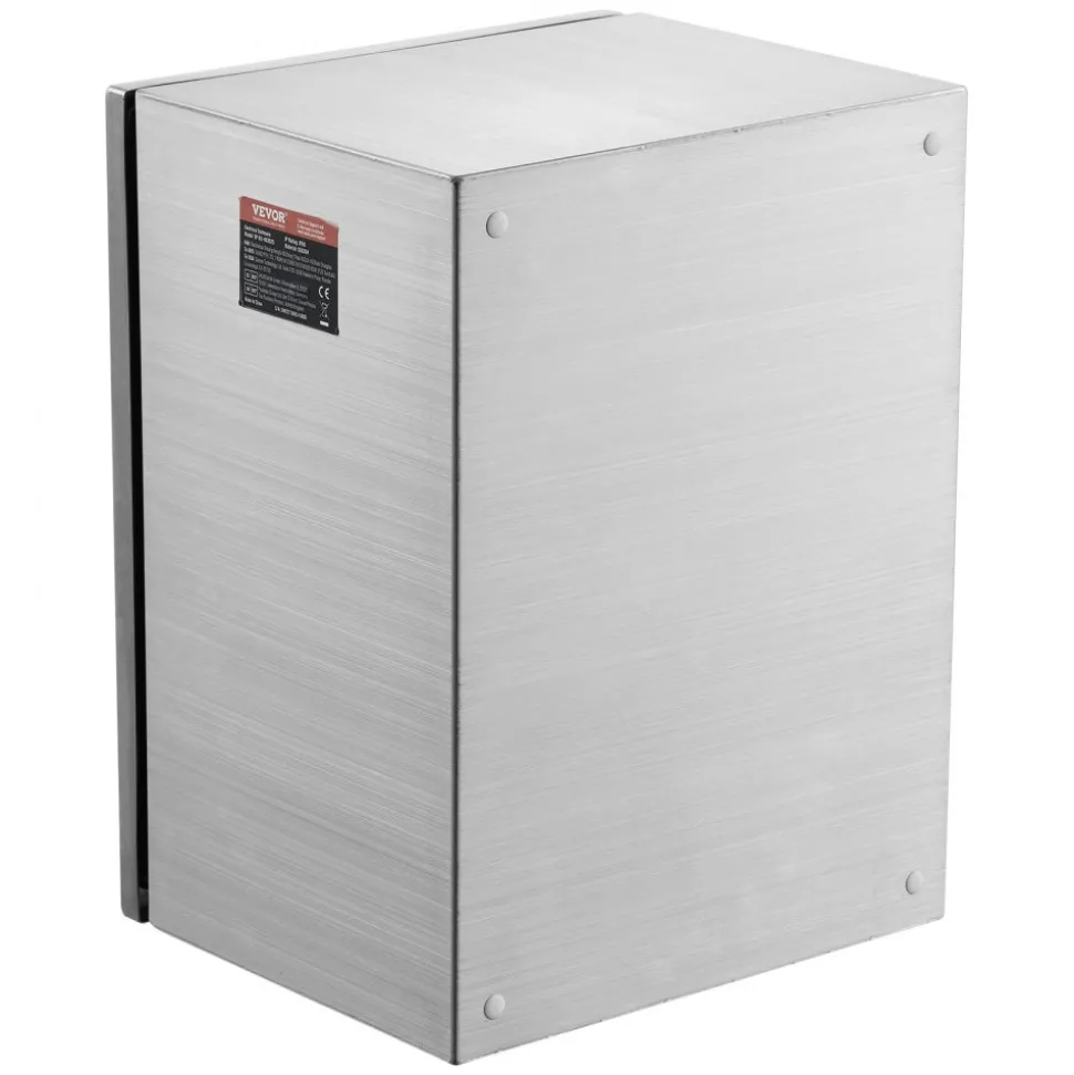 VEVOR Steel Electrical Box, 20"x 16"x 8", 304 Stainless Steel Electrical Enclosure Box, Wall-Mounted Outdoor Electrical Electronic Equipment Enclosure with Mounting Plate Hinges Lock, IP66 Waterproof