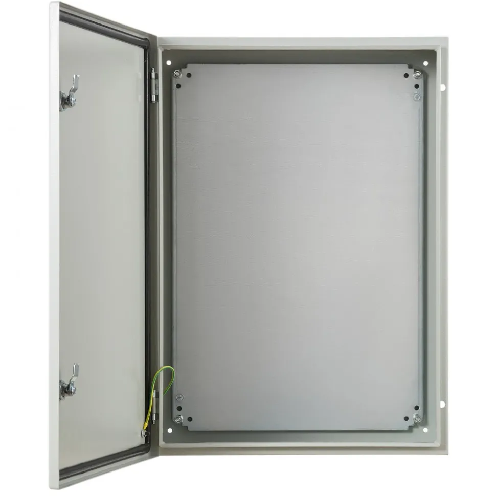 VEVOR Steel Electrical Box, 16"x 12"x 10", 304 Stainless Steel Electrical Enclosure Box, Wall-Mounted Outdoor Electrical Electronic Equipment Enclosure with Mounting Plate Hinges Lock, IP66 Waterproof