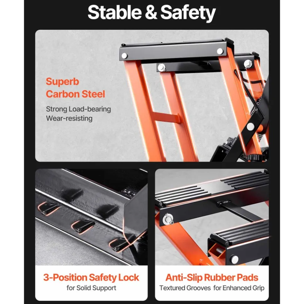 VEVOR Steel Hydraulic Motorcycle Jack Stand, 1500 LBS ATV Scissor Lift Jack, 4.7"-15" Scissor Lift Jack Stand with 4 Wheels, Hydraulic Foot-Operated Hoist Stand for Motorcycle ATV UTV Powersports