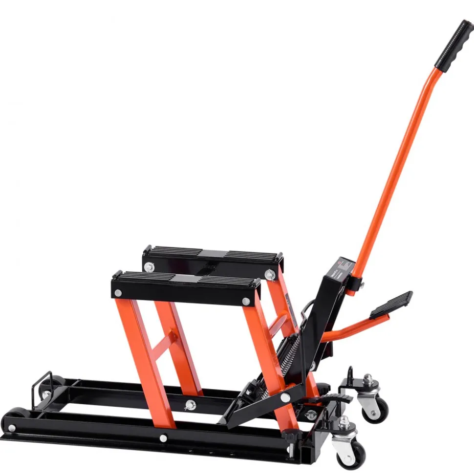 VEVOR Steel Hydraulic Motorcycle Jack Stand, 1500 LBS ATV Scissor Lift Jack, 4.7"-15" Scissor Lift Jack Stand with 4 Wheels, Hydraulic Foot-Operated Hoist Stand for Motorcycle ATV UTV Powersports
