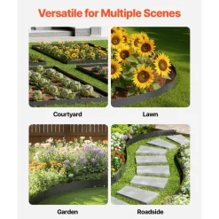VEVOR Steel Landscape Edging, 5 Packs 39 x 3 in Rust-Resistant Metal Landscape Edging, Bendable Garden Edging Border, Heavy Duty Lawn Edging, Easy-to-Install, Flower Bed Yard Pathway Divider Black