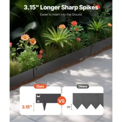 VEVOR Steel Landscape Edging, 5 Packs 39 x 3 in Rust-Resistant Metal Landscape Edging, Bendable Garden Edging Border, Heavy Duty Lawn Edging, Easy-to-Install, Flower Bed Yard Pathway Divider Black