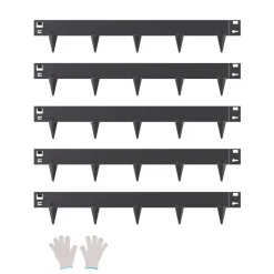 VEVOR Steel Landscape Edging, 5 Packs 39 x 3 in Rust-Resistant Metal Landscape Edging, Bendable Garden Edging Border, Heavy Duty Lawn Edging, Easy-to-Install, Flower Bed Yard Pathway Divider Black