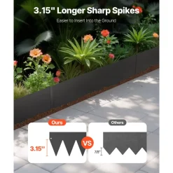 VEVOR Steel Landscape Edging, 6 Packs 40 x 6 in Rust-Resistant Metal Landscape Edging, Bendable Garden Edging Border, Heavy Duty Lawn Edging, Easy-to-Install, Flower Bed Yard Pathway Divider Black