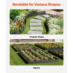 VEVOR Steel Landscape Edging, 6 Packs 40 x 6 in Rust-Resistant Metal Landscape Edging, Bendable Garden Edging Border, Heavy Duty Lawn Edging, Easy-to-Install, Flower Bed Yard Pathway Divider Black