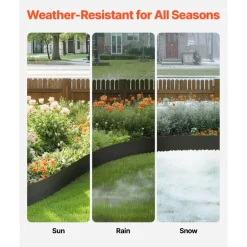 VEVOR Steel Landscape Edging, 6 Packs 40 x 6 in Rust-Resistant Metal Landscape Edging, Bendable Garden Edging Border, Heavy Duty Lawn Edging, Easy-to-Install, Flower Bed Yard Pathway Divider Black