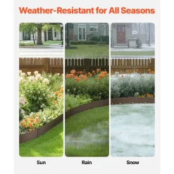 VEVOR Steel Landscape Edging, 5 Packs 39 x 4 in Rust-Resistant Metal Landscape Edging, Bendable Garden Edging Border, Heavy Duty Lawn Edging, Easy-to-Install, Flower Bed Yard Pathway Divider Brown