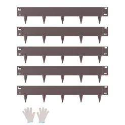 VEVOR Steel Landscape Edging, 5 Packs 39 x 4 in Rust-Resistant Metal Landscape Edging, Bendable Garden Edging Border, Heavy Duty Lawn Edging, Easy-to-Install, Flower Bed Yard Pathway Divider Brown