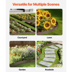 VEVOR Steel Landscape Edging, 5 Packs 39 x 4 in Rust-Resistant Metal Landscape Edging, Bendable Garden Edging Border, Heavy Duty Lawn Edging, Easy-to-Install, Flower Bed Yard Pathway Divider Brown