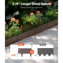 VEVOR Steel Landscape Edging, 5 Packs 39 x 4 in Rust-Resistant Metal Landscape Edging, Bendable Garden Edging Border, Heavy Duty Lawn Edging, Easy-to-Install, Flower Bed Yard Pathway Divider Brown