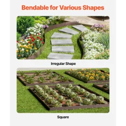VEVOR Steel Landscape Edging, 5 Packs 39 x 4 in Rust-Resistant Metal Landscape Edging, Bendable Garden Edging Border, Heavy Duty Lawn Edging, Easy-to-Install, Flower Bed Yard Pathway Divider Brown