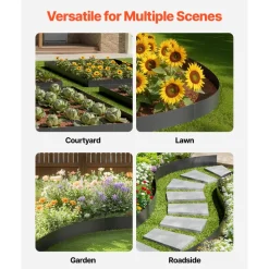 VEVOR Steel Landscape Edging, 3 Packs 40 x 8 in Rust-Resistant Metal Landscape Edging, Bendable Garden Edging Border, Heavy Duty Lawn Edging, Easy-to-Install, Flower Bed Yard Pathway Divider Black