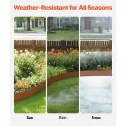VEVOR Steel Landscape Edging, 6 Packs 40 x 6 in Weather-Resistant & Pre-Rust Metal Landscape Edging, Bendable Garden Edging Border, Heavy Duty Lawn Edging, Flower Bed Yard Pathway Divider