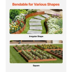 VEVOR Steel Landscape Edging, 6 Packs 40 x 8 in Weather-Resistant & Pre-Rust Metal Landscape Edging, Bendable Garden Edging Border, Shark Spike, Lawn Edging for Flower Bed Yard Pathway Divider