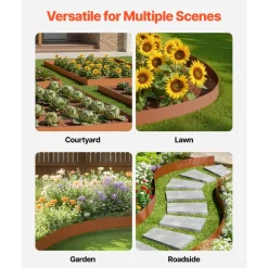VEVOR Steel Landscape Edging, 10 Packs 40 x 4.5 in Weather-Resistant & Pre-Rust Metal Landscape Edging, Bendable Garden Edging Border, Heavy Duty Lawn Edging, Flower Bed Yard Pathway Divider
