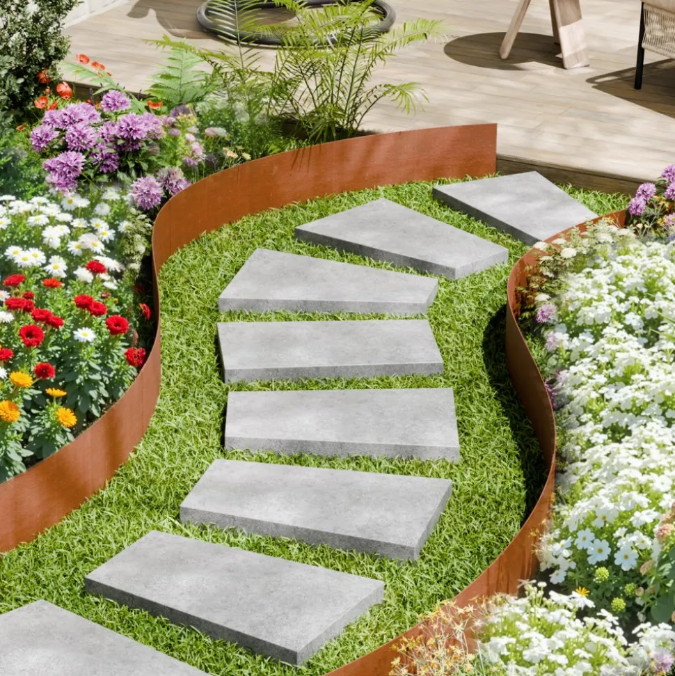 VEVOR Steel Landscape Edging, 10 Packs 40 x 4.5 in Weather-Resistant & Pre-Rust Metal Landscape Edging, Bendable Garden Edging Border, Heavy Duty Lawn Edging, Flower Bed Yard Pathway Divider