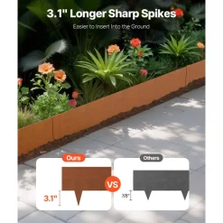 VEVOR Steel Landscape Edging, 10 Packs 40 x 4.5 in Weather-Resistant & Pre-Rust Metal Landscape Edging, Bendable Garden Edging Border, Heavy Duty Lawn Edging, Flower Bed Yard Pathway Divider