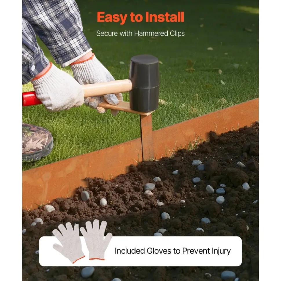 VEVOR Steel Landscape Edging, 10 Packs 40 x 4.5 in Weather-Resistant & Pre-Rust Metal Landscape Edging, Bendable Garden Edging Border, Heavy Duty Lawn Edging, Flower Bed Yard Pathway Divider