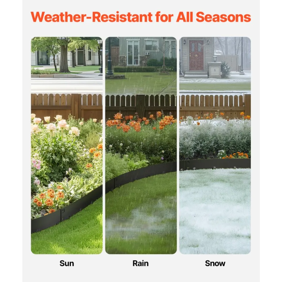 VEVOR Steel Landscape Edging, 5 Packs 39 x 5 in Rust-Resistant Metal Landscape Edging, Bendable Garden Edging Border, Heavy Duty Lawn Edging, Easy-to-Install, Flower Bed Yard Pathway Divider Black