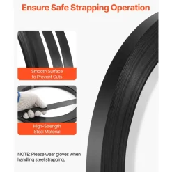 VEVOR Steel Strapping Coil, 3/4 in x 0.02 in x 300 ft, Metal Strapping Banding Roll Withstands Harsh Environment, 1710 lbs Break Strength, Heavy Duty Banding Pallet Strap Coil for Pallet Packing