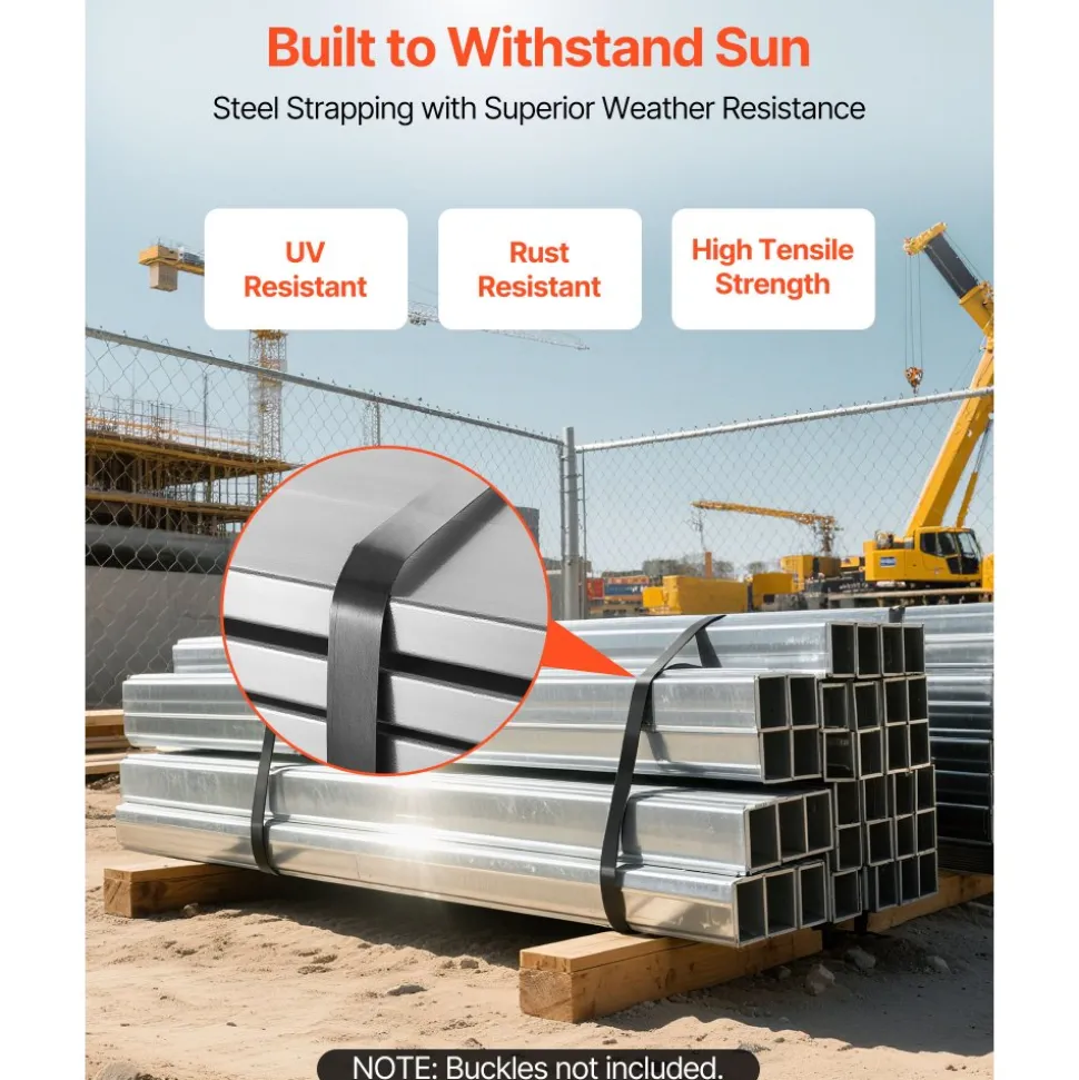 VEVOR Steel Strapping Coil, 3/4 in x 0.02 in x 300 ft, Metal Strapping Banding Roll Withstands Harsh Environment, 1710 lbs Break Strength, Heavy Duty Banding Pallet Strap Coil for Pallet Packing