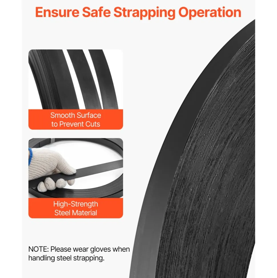 VEVOR Steel Strapping Coil, 3/4 in x 0.02 in x 1640 ft, Metal Strapping Banding Roll Withstands Harsh Environment, 1700 lbs Break Strength, Heavy Duty Banding Pallet Strap Coil for Pallet Packing